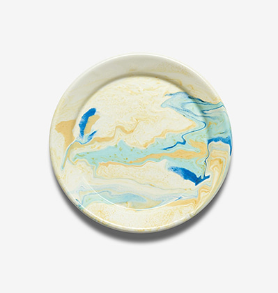 본 뉴마블 라지 플랫 플레이트 Bornn Enamelware New Marble Large Plate Lemon Cream